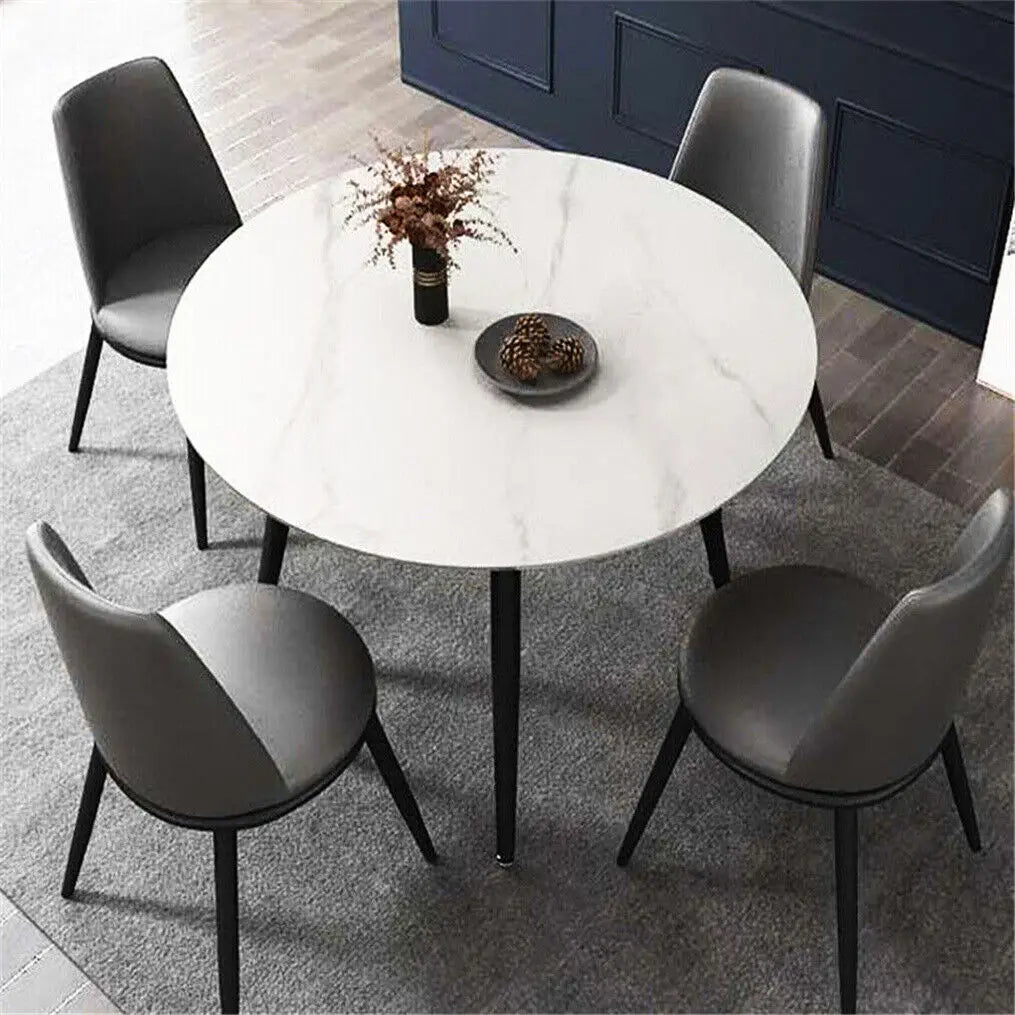 Modern Round Marble Top Dining Table With Metal Frame