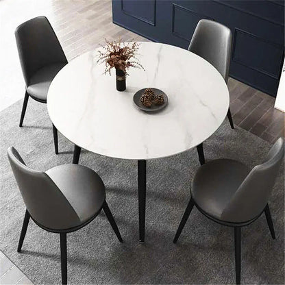 Modern Round Marble Top Dining Table With Metal Frame