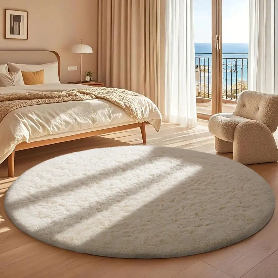 Round Area Rug Shaggy Circle Carpet For Nursery Bedroom