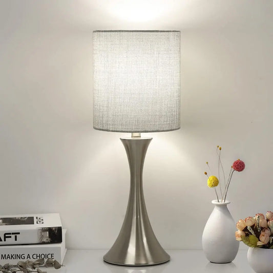 3-Way Touch Table Lamp, Metal Base, Dimmable Bedside LED Included