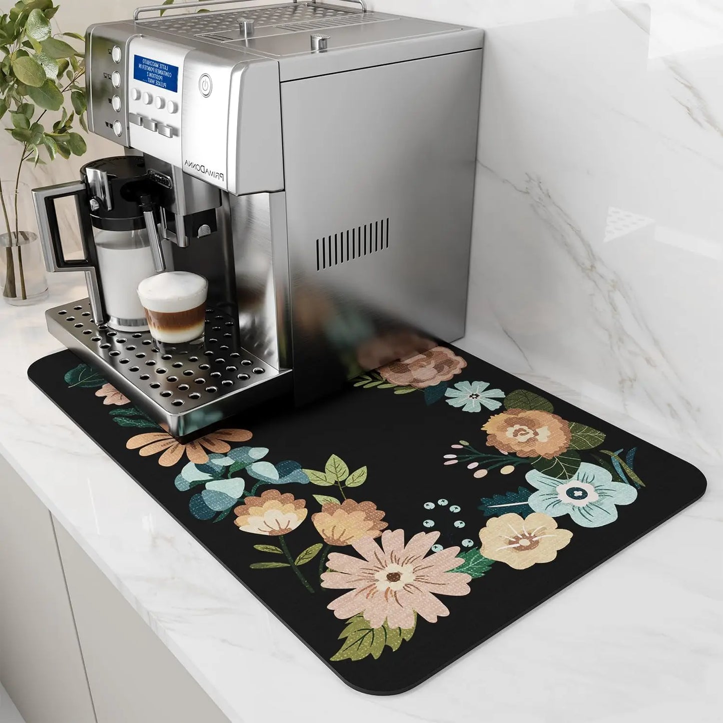 Water Absorbent Coffee Machine Mat With Rubber Backing