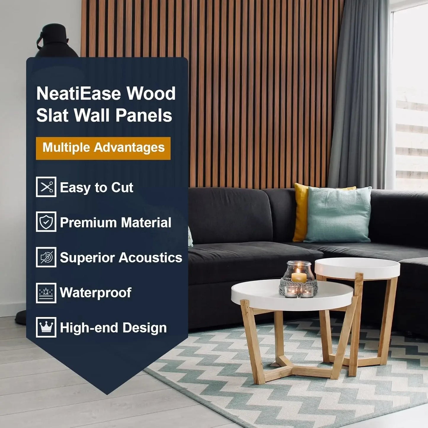 Teak Acoustic Wall Slat Panels For Sound Absorption