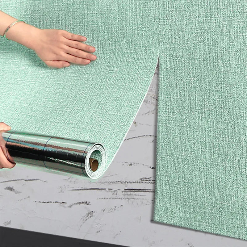 NONECN Linen 3D Foam Wallpaper Self-Adhesive PVC Waterproof Backdrop