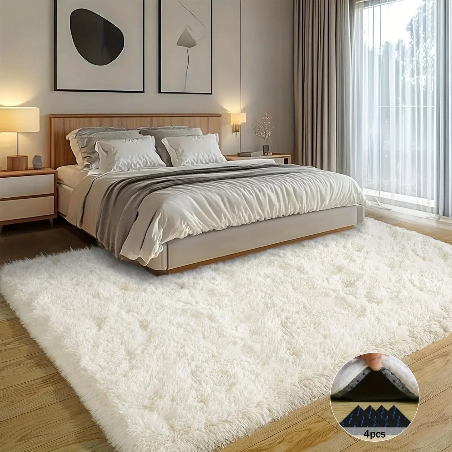 NONED Shaggy Non-Slip Rug Soft Plush Carpet for Living Room