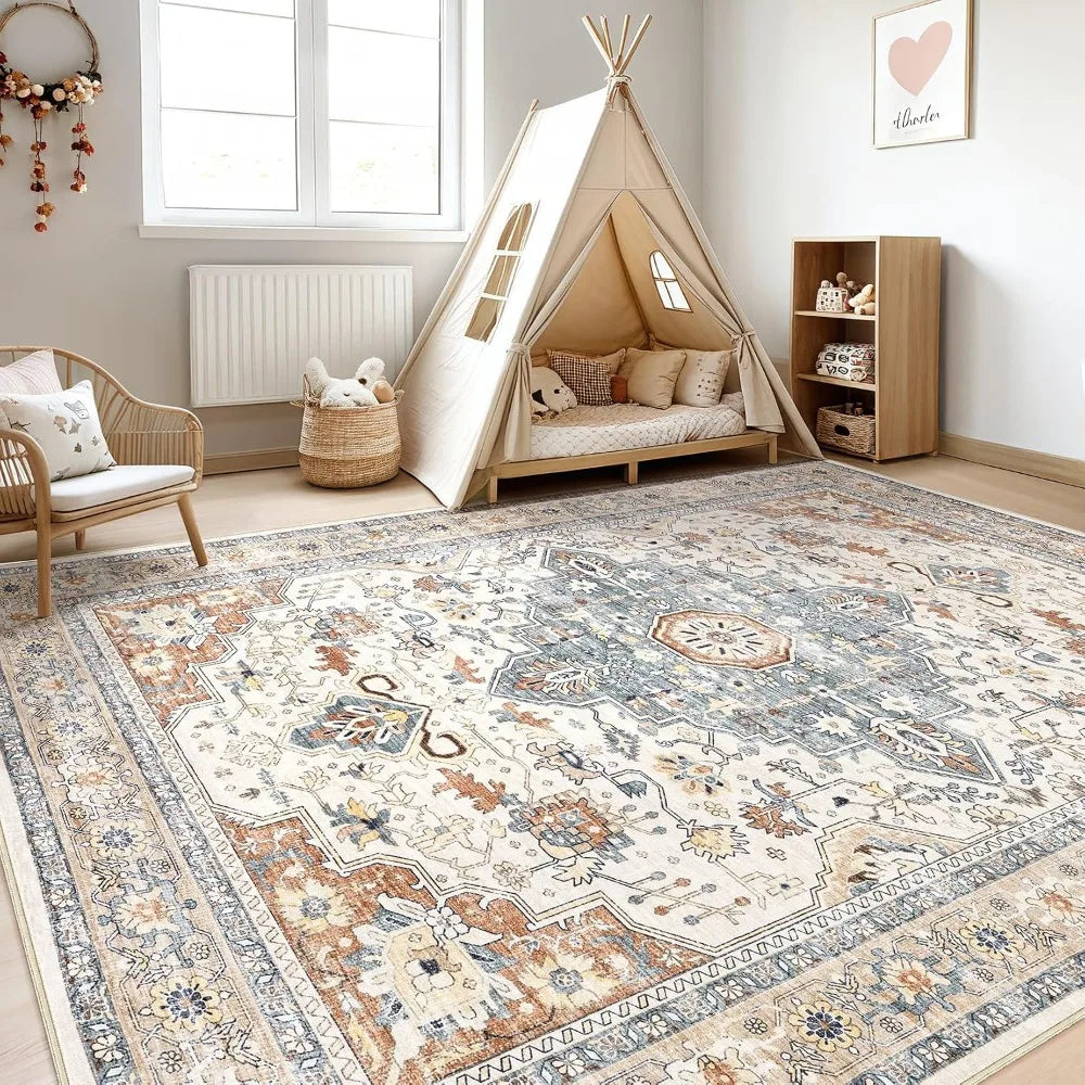 Washable Boho Area Rug Stain Resistant Non Slip For Living Room