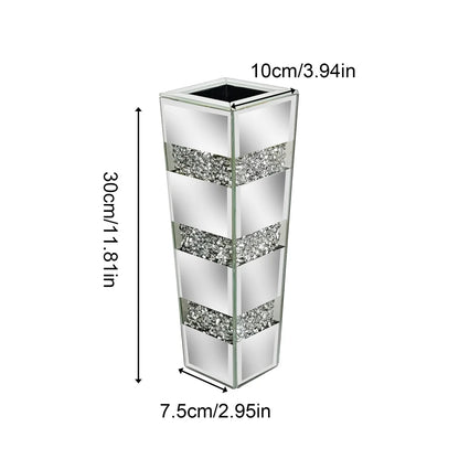 Modern Floor Vase With Crystal Accents And Mirrored Finish