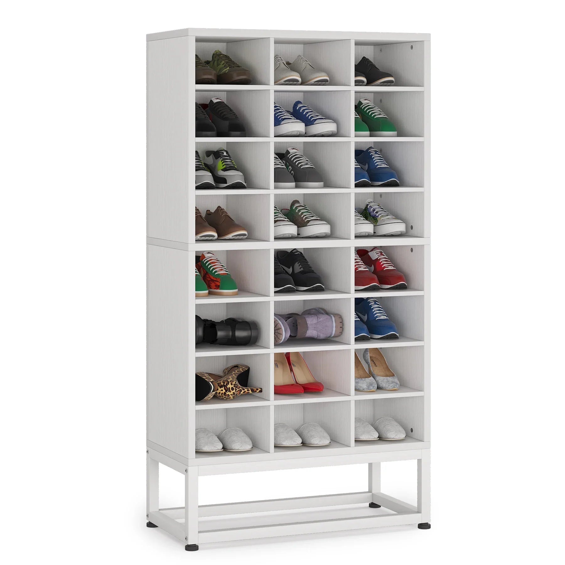 Tribesigns Wooden Shoe Cabinet Eight Tier Display Shelf Rack