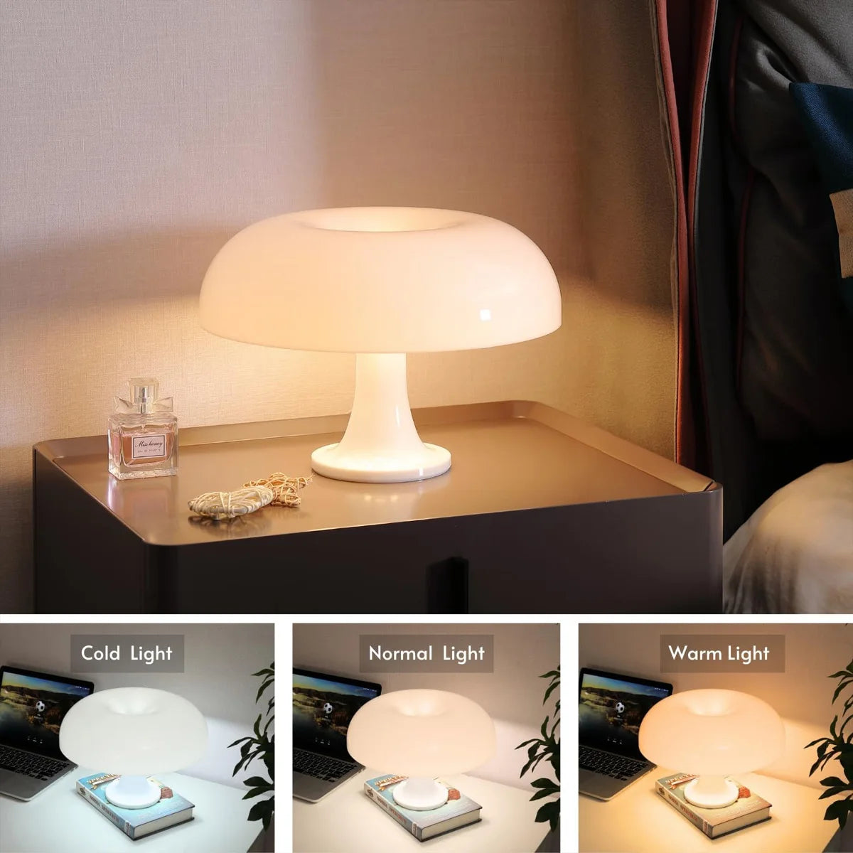 Mushroom Desk Lamp Rechargeable Battery LED Lighting For Bedroom Decor
