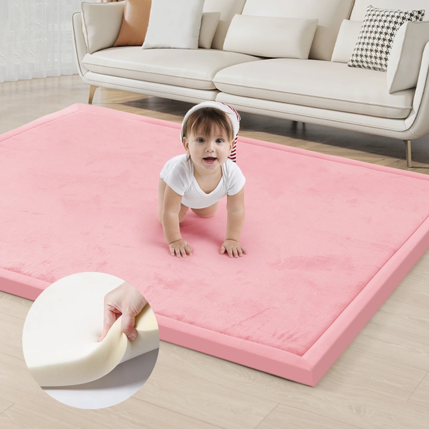 Huloo Sleep Memory Foam Playpen Mat With Non Slip Backing