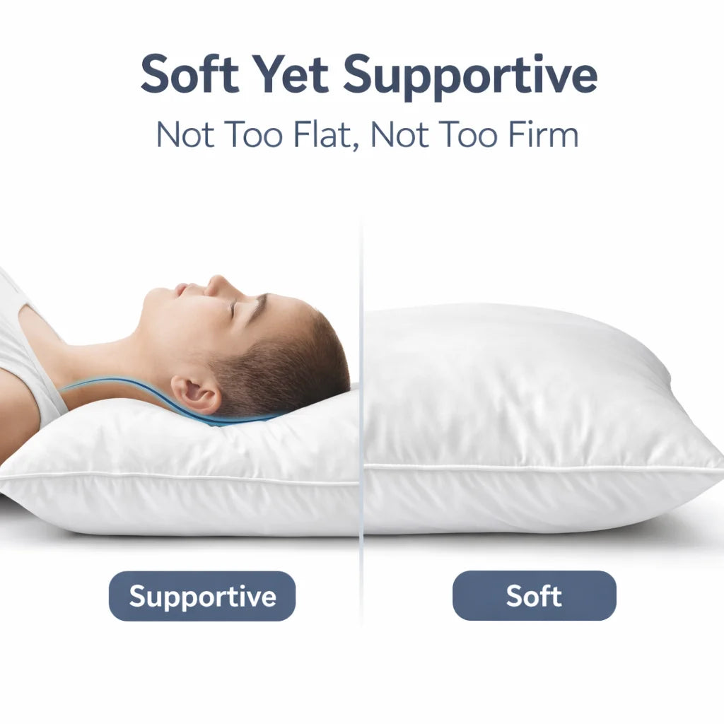 FISHDRUCN Goose Down Pillow Set, 100 Percent Cotton Bedding