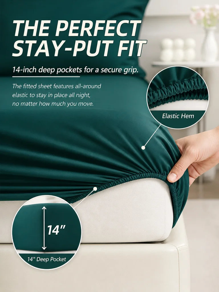 EasYum 5 To 7 Piece Bedding Set Comforter Flat Fitted Pillowcases