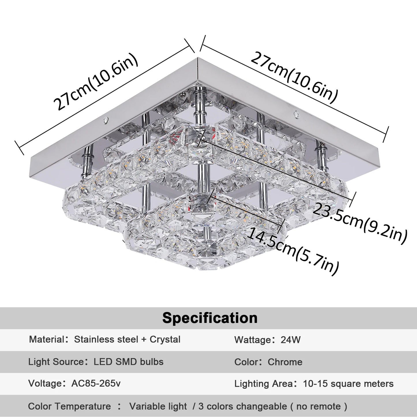 GreeLustr Flower Crystal LED Ceiling Chandelier With Dimmable RC