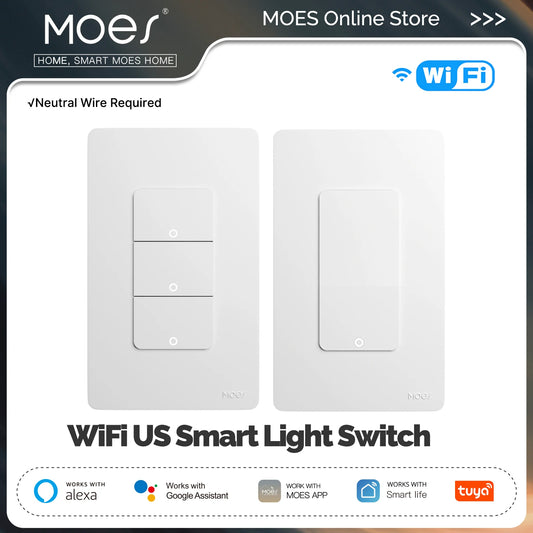 MOES Tuya Wi-Fi Smart Light Switch US Single Pole