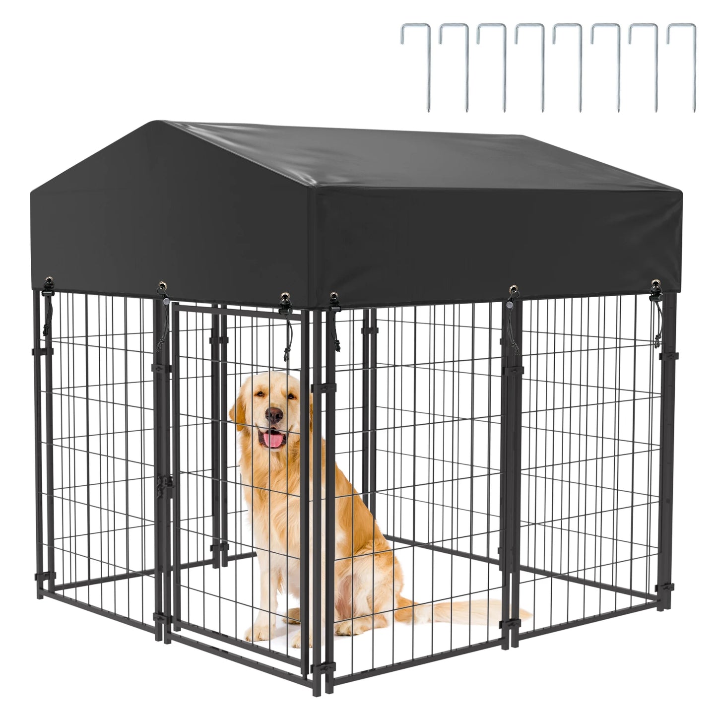 BINGOPAW Outdoor Dog Kennel With Welded Wire And Canopy