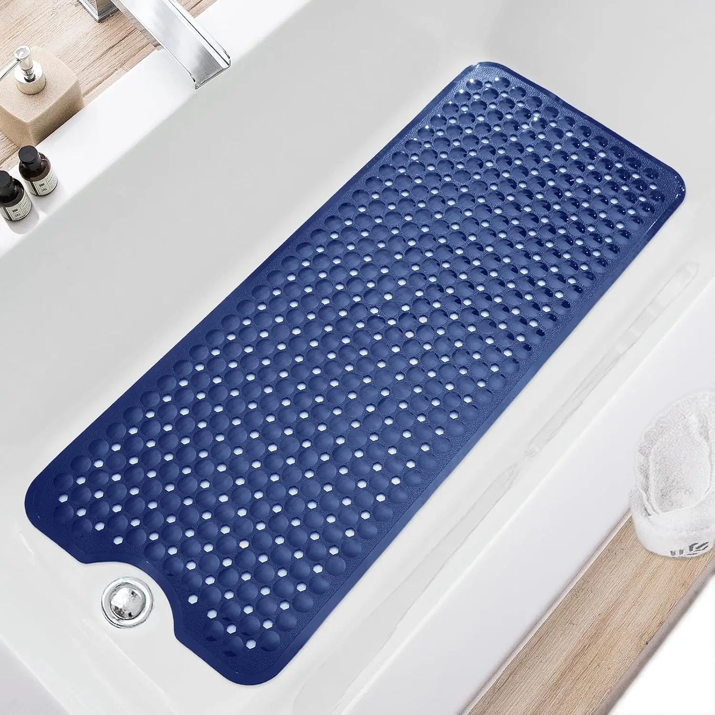 Non Slip Bath Tub Mat With Drain Holes And Suction Cups