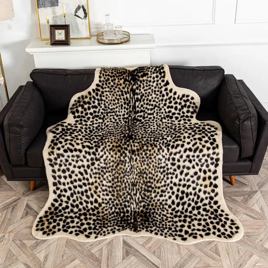 Area Rug Animals Printed Faux Fur Cowhide Rug For Home