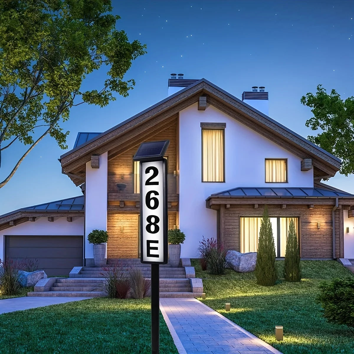 Solar Powered Ground Insert Lawn Light For Outdoor Address Signs