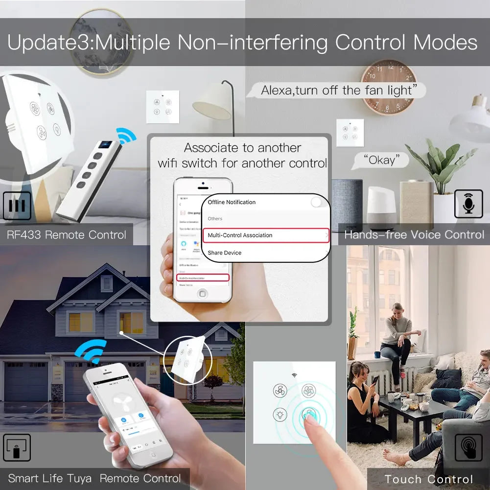 MOES WiFi RF Smart Ceiling Fan Light With Alexa Google Home