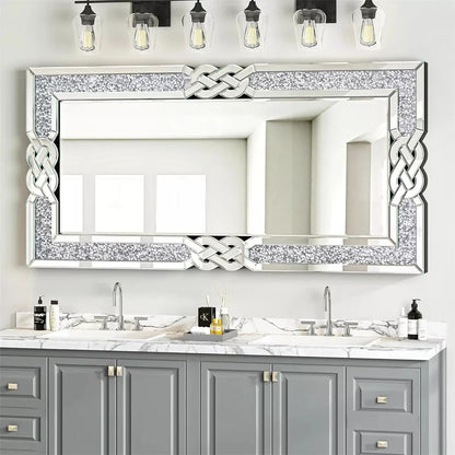 Wisfor Crushed Diamond Rectangular Wall Mirror With Crystal Frame