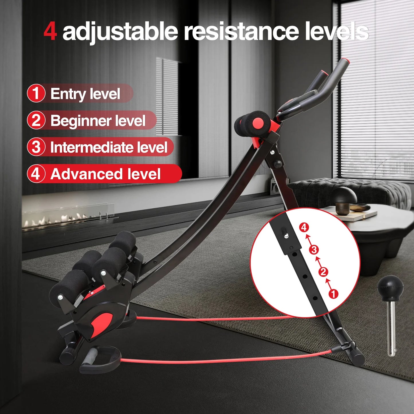 Dual Track Ab Machine With Adjustable Height Ab Cruncher Foldable