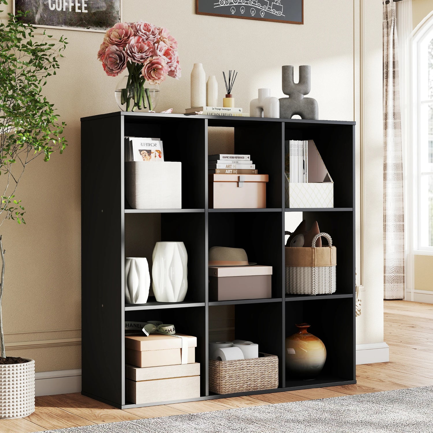 JHK Cube Storage Organizer Wood Shelf Bookcase For Living Room