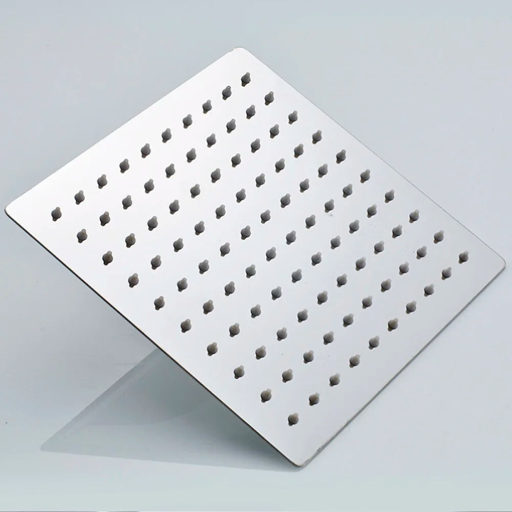SAFLIHCAR Chrome Ultrathin Rainfall Shower Head Square Wall Mounted