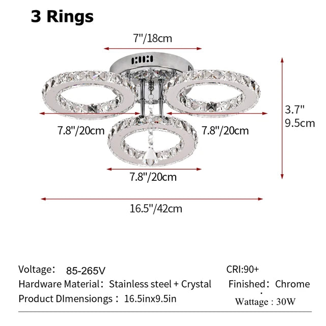 GreeLustr Modern Crystal Ring Pendant Light For Dining Room