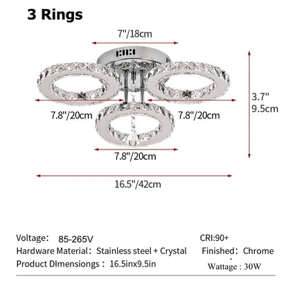 GreeLustr Modern Crystal Ring Pendant Light For Dining Room