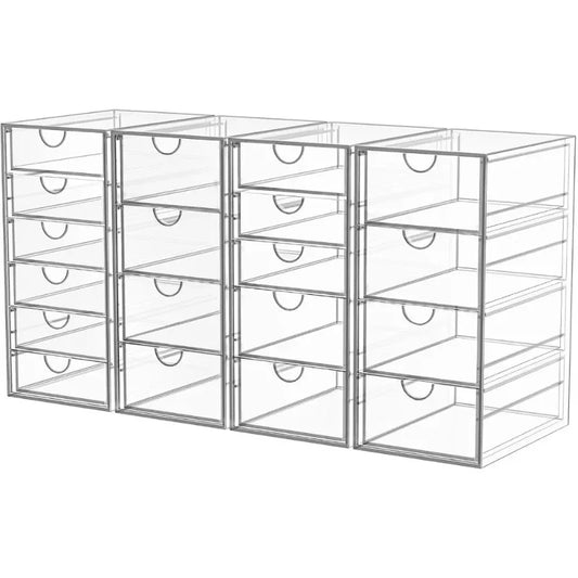 Acrylic Makeup Organizer With 19 Drawers 4 Pack Clear Storage