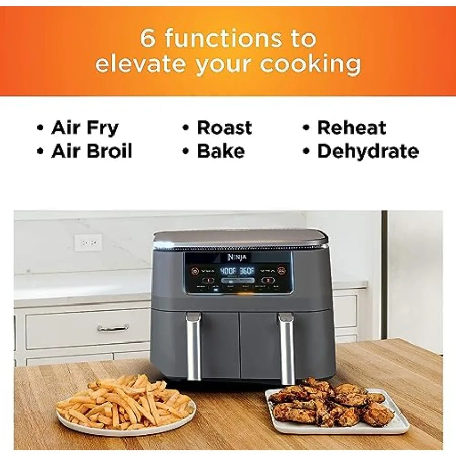 XMSJ 6 In 1 Dual Zone Air Fryer With Two Independent Baskets
