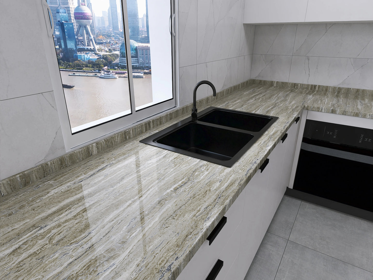 Peel And Stick PVC Vinyl Wallpaper For Kitchen Moisture Resistant
