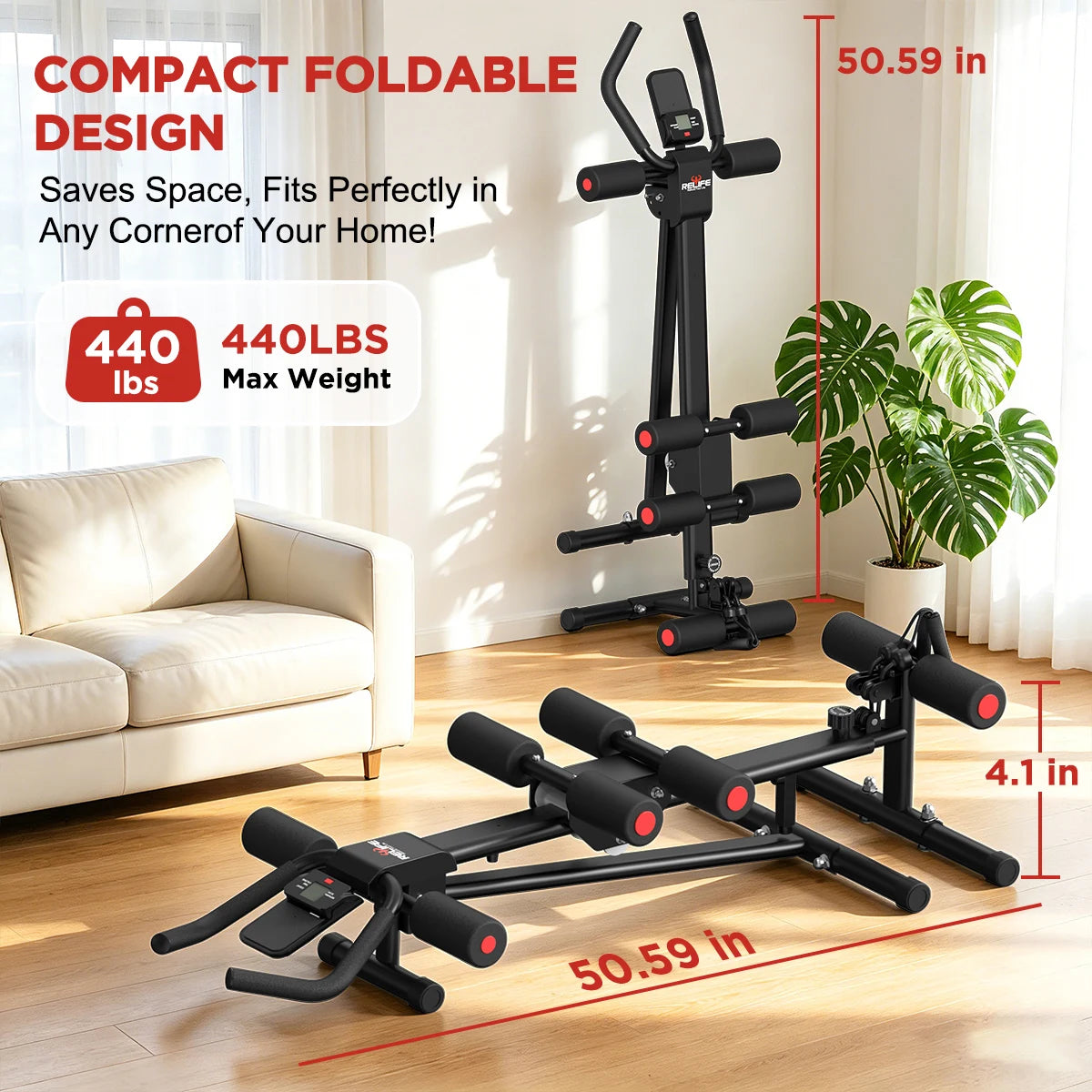 5 In 1 Adjustable Ab Trainer Resistance Bands Foldable Workout