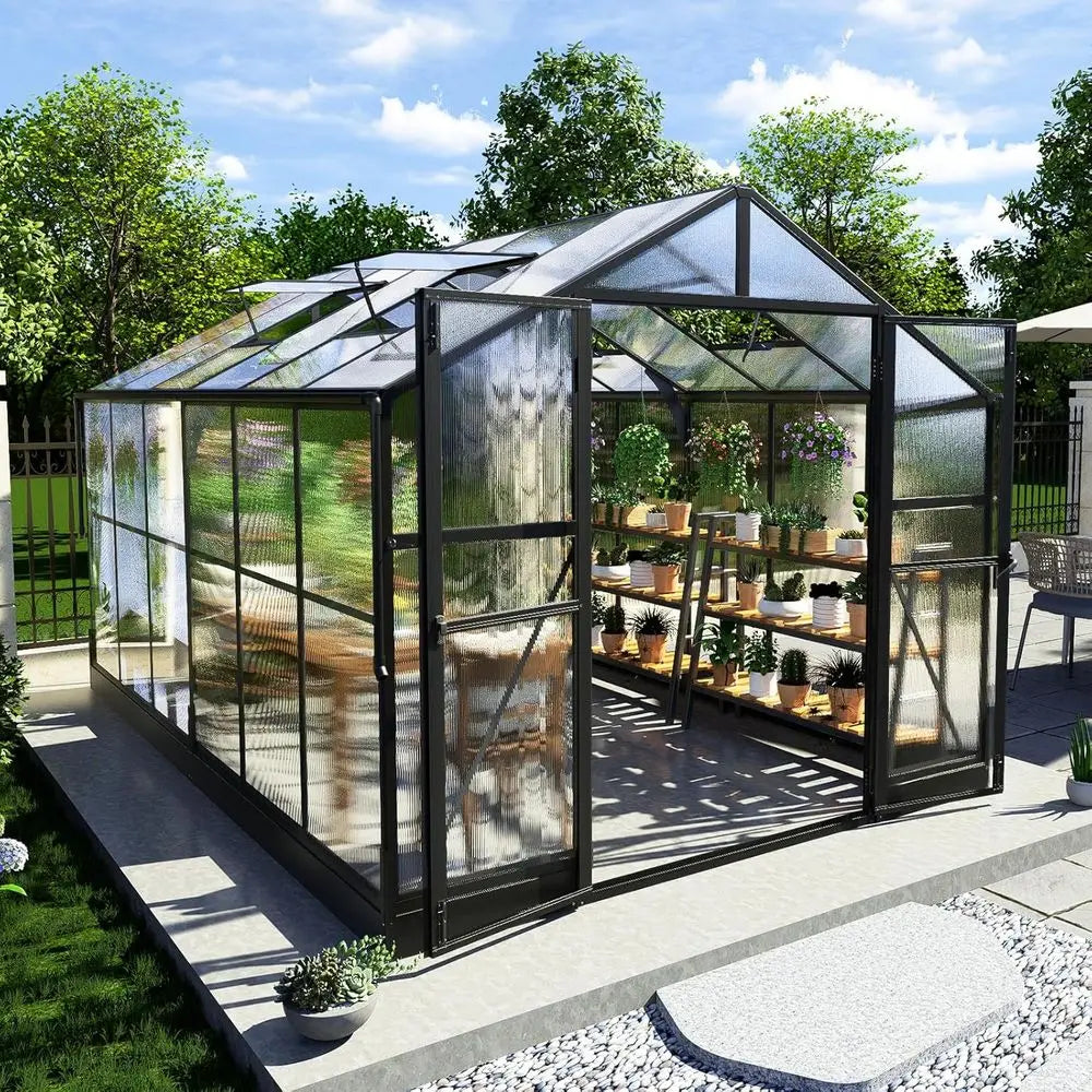 Walk-In Greenhouse With Vent Windows And Lockable Door