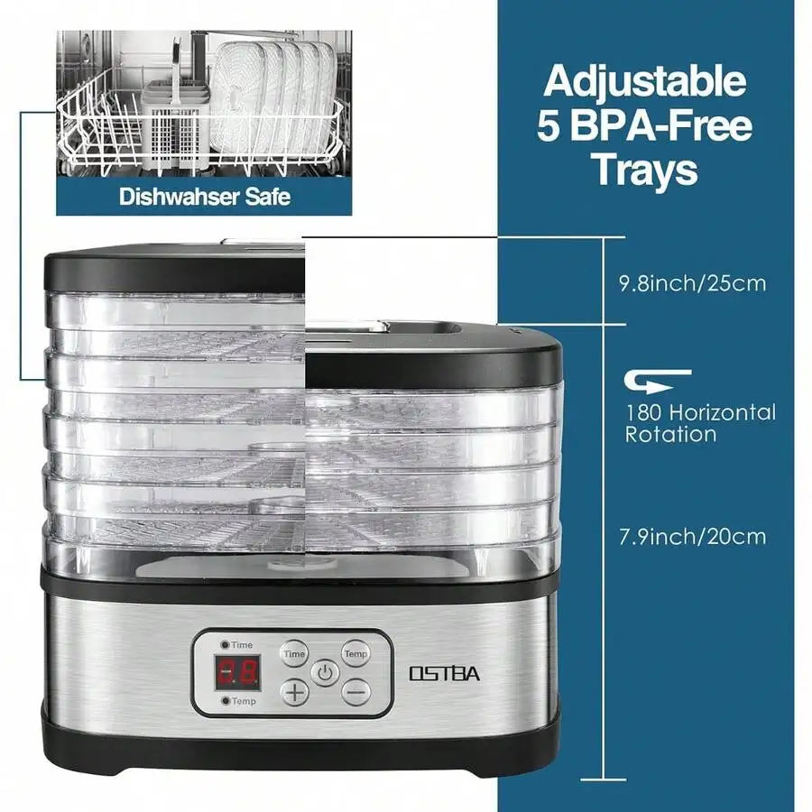 XMSJ 304 Stainless Steel Food Dehydrator With 72-Hour Timer