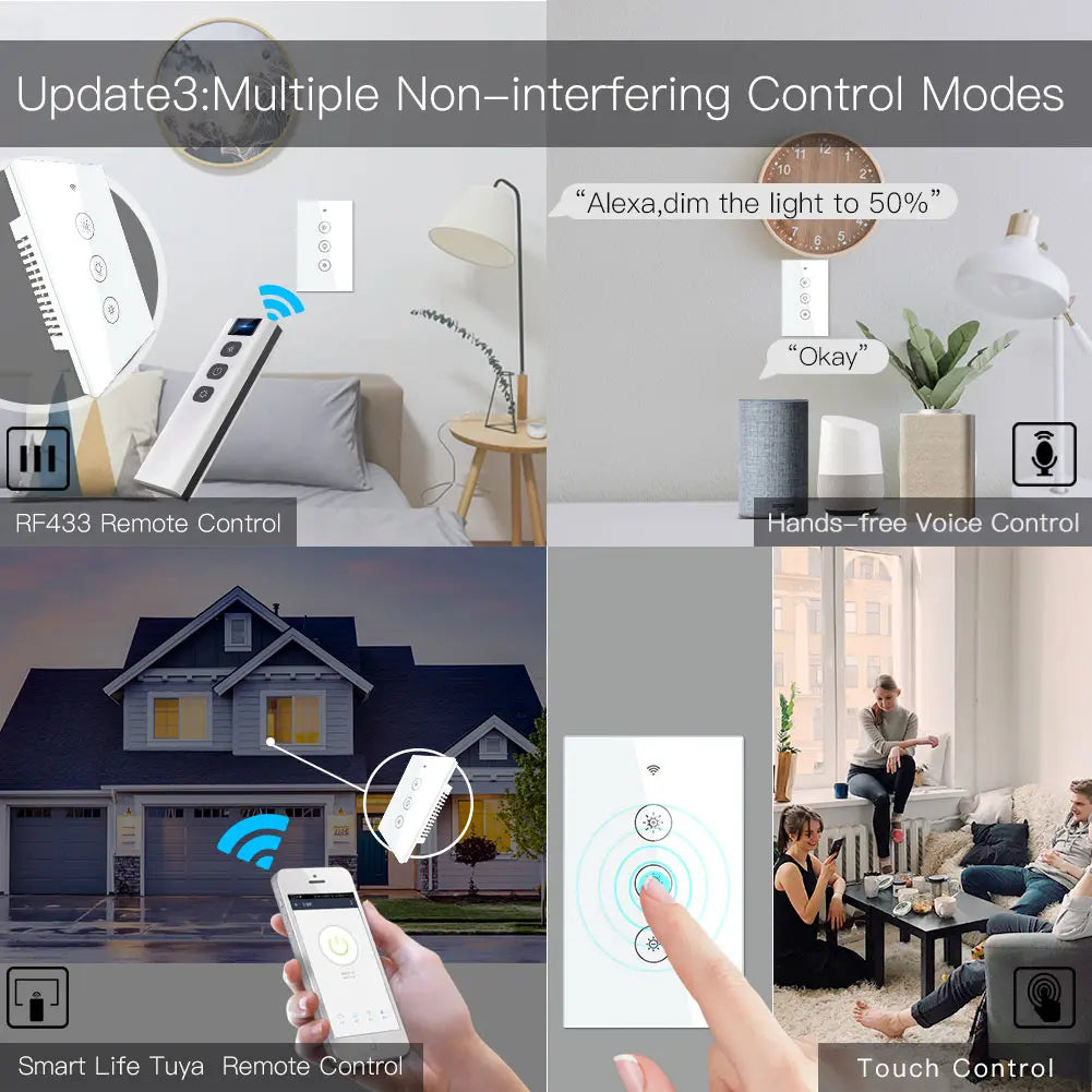 MOESEU LVD WiFi RF Smart Light Dimmer Switch 2/3 Way