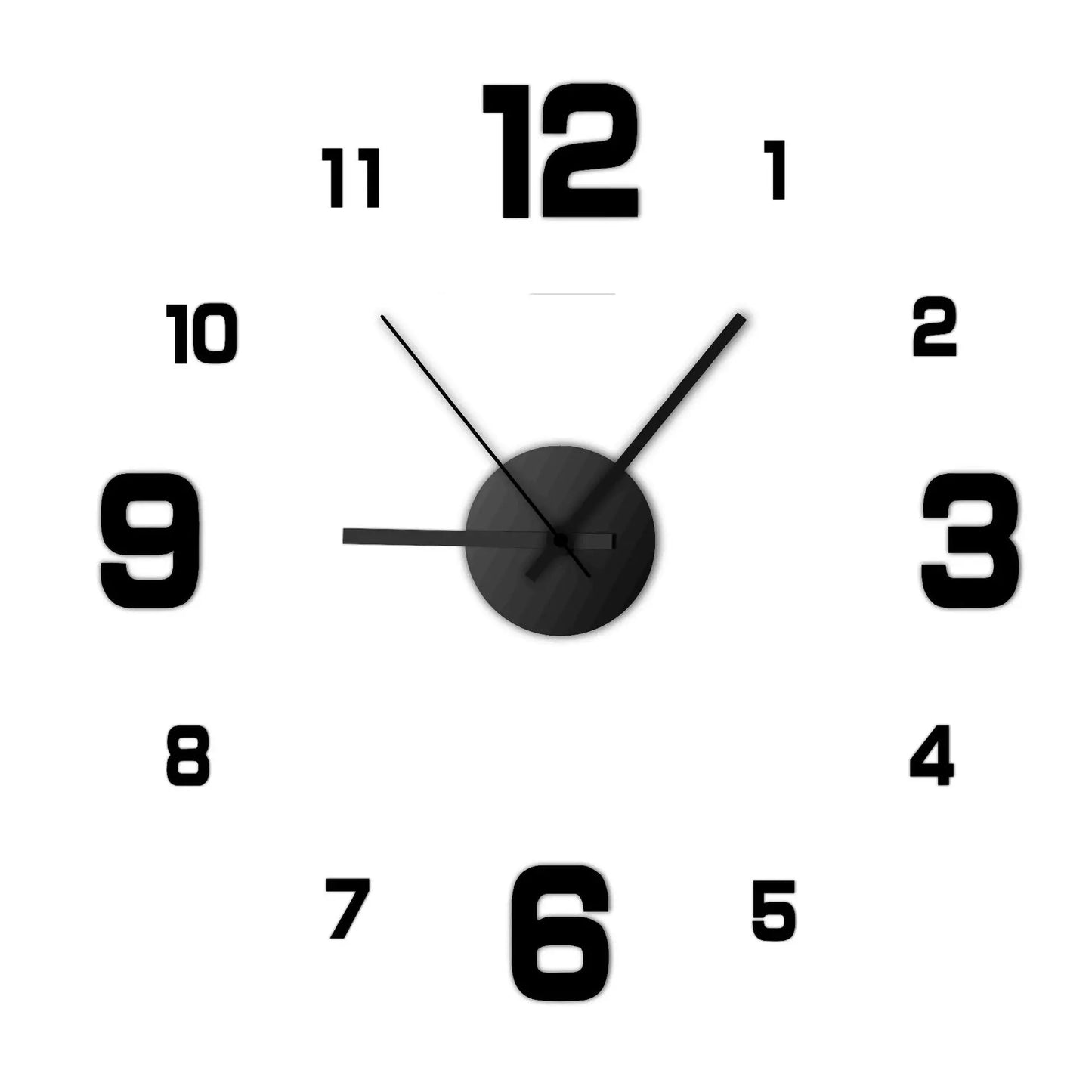 Frameless DIY Wall Clock Wall Decal Silent Living Room Office
