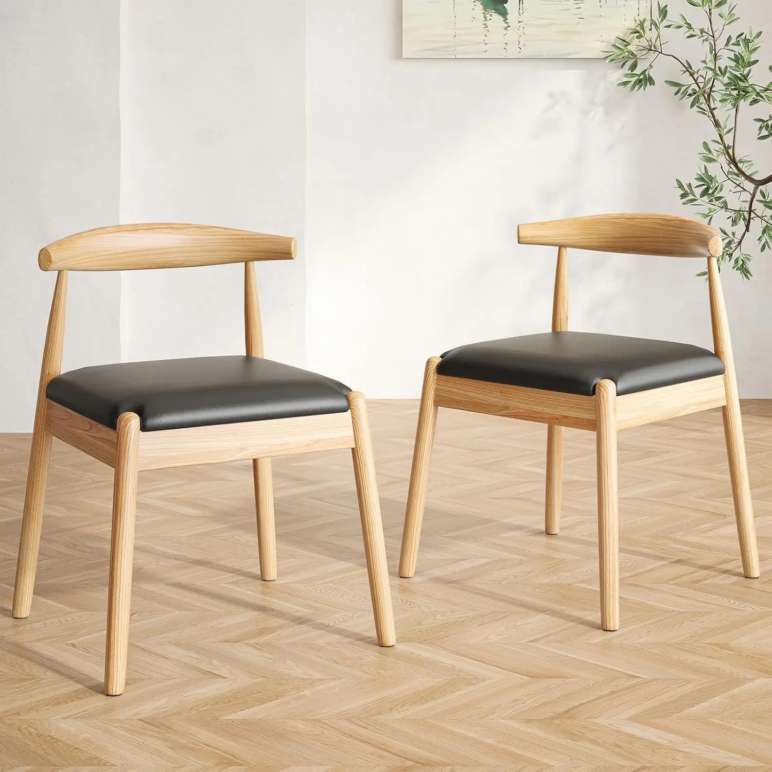 FARINI Dining Chairs Set Mid-Century Modern Solid Wood Legs