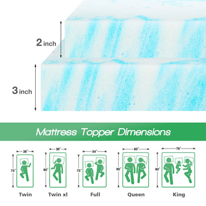 JHK Gel Memory Foam Mattress Topper Cooling Sleep Surface