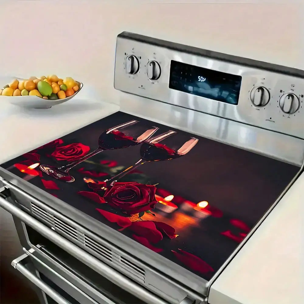 Spring Heat Resistant Placemat Non Slip Kitchen Mat With Red Roses