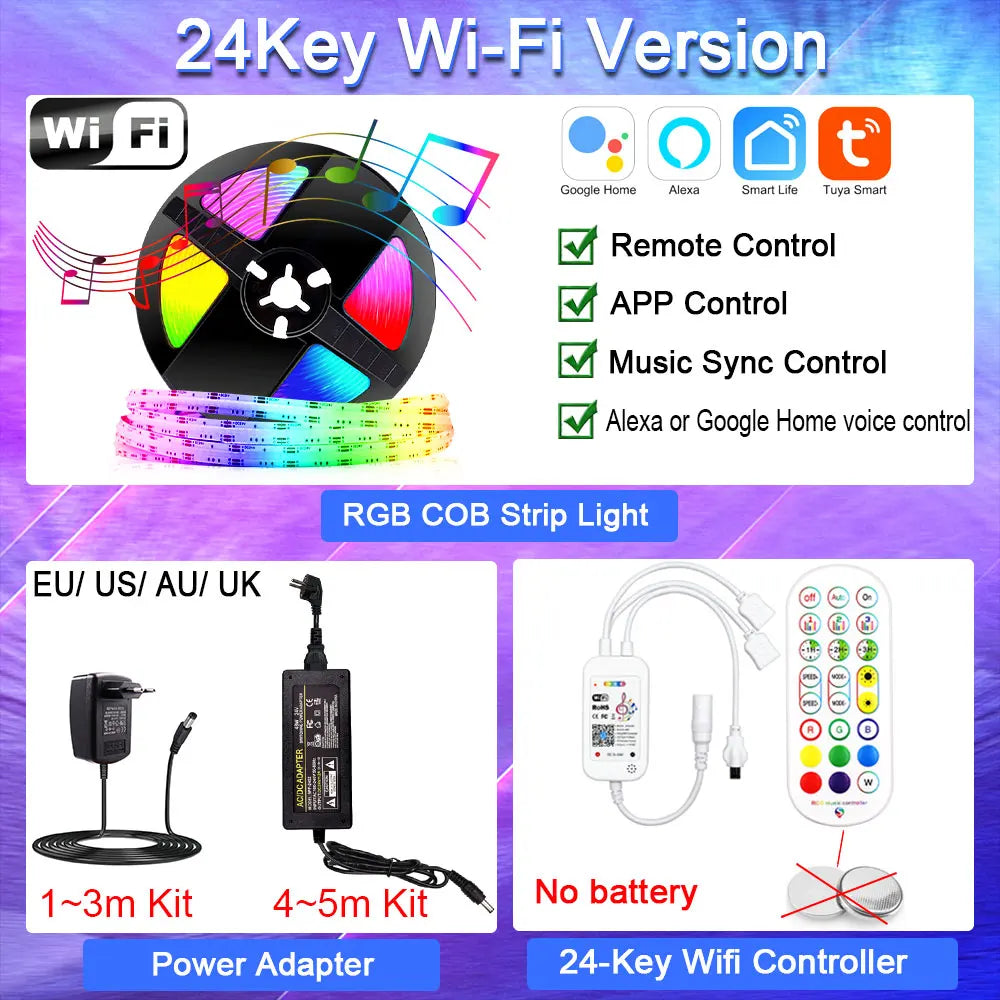 Cooleeon Tuya Smart Life COB LED Strip Light RGB Tape