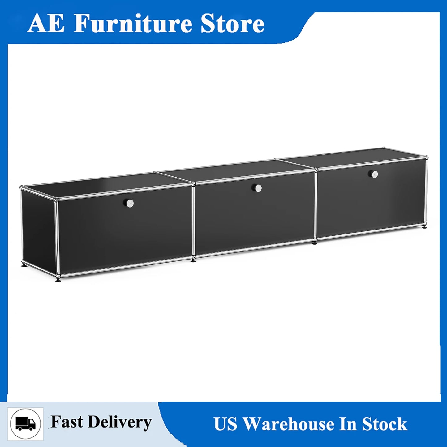 Modern TV Stand Storage Cabinet Stainless Steel Organizer