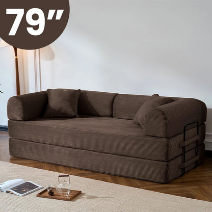 Corduroy Convertible Sofa Bed With Removable Cover For Living Room