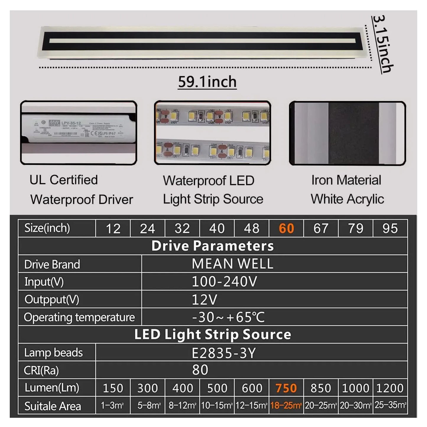 Outdoor Modern LED Wall Sconce IP67 Frosted Acrylic