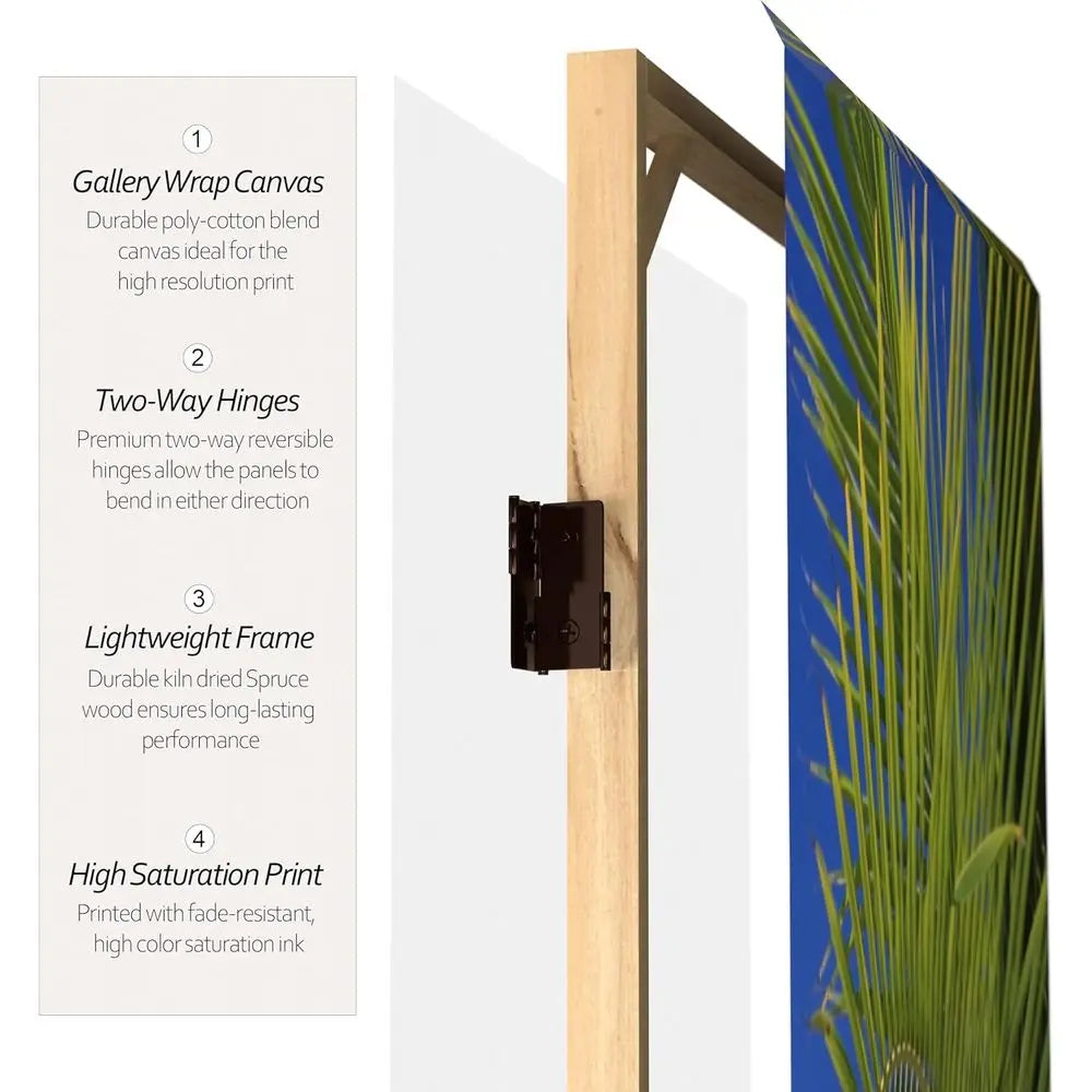 Double Sided 4-Panel Room Divider Screen Freestanding Privacy
