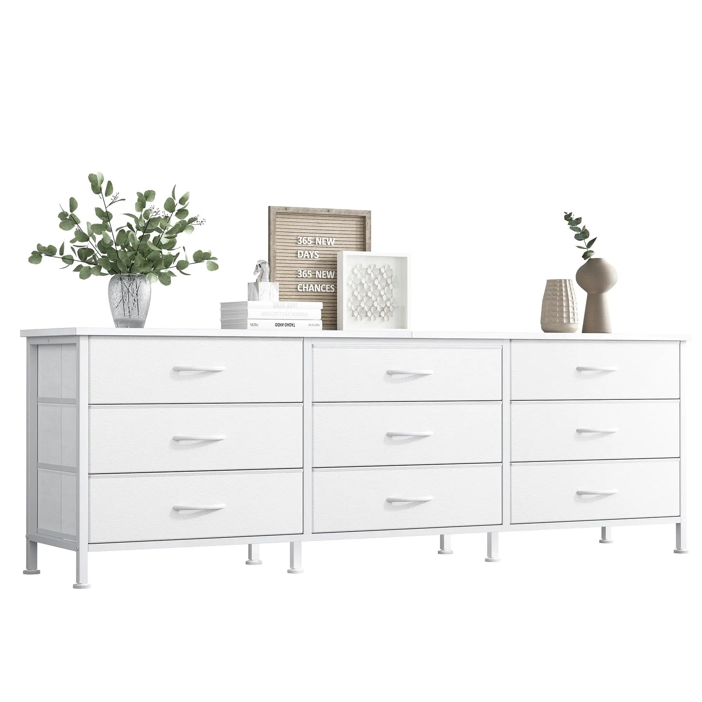 JHK Living Room Cabinet With 9 Fabric Drawers Entertainment Center
