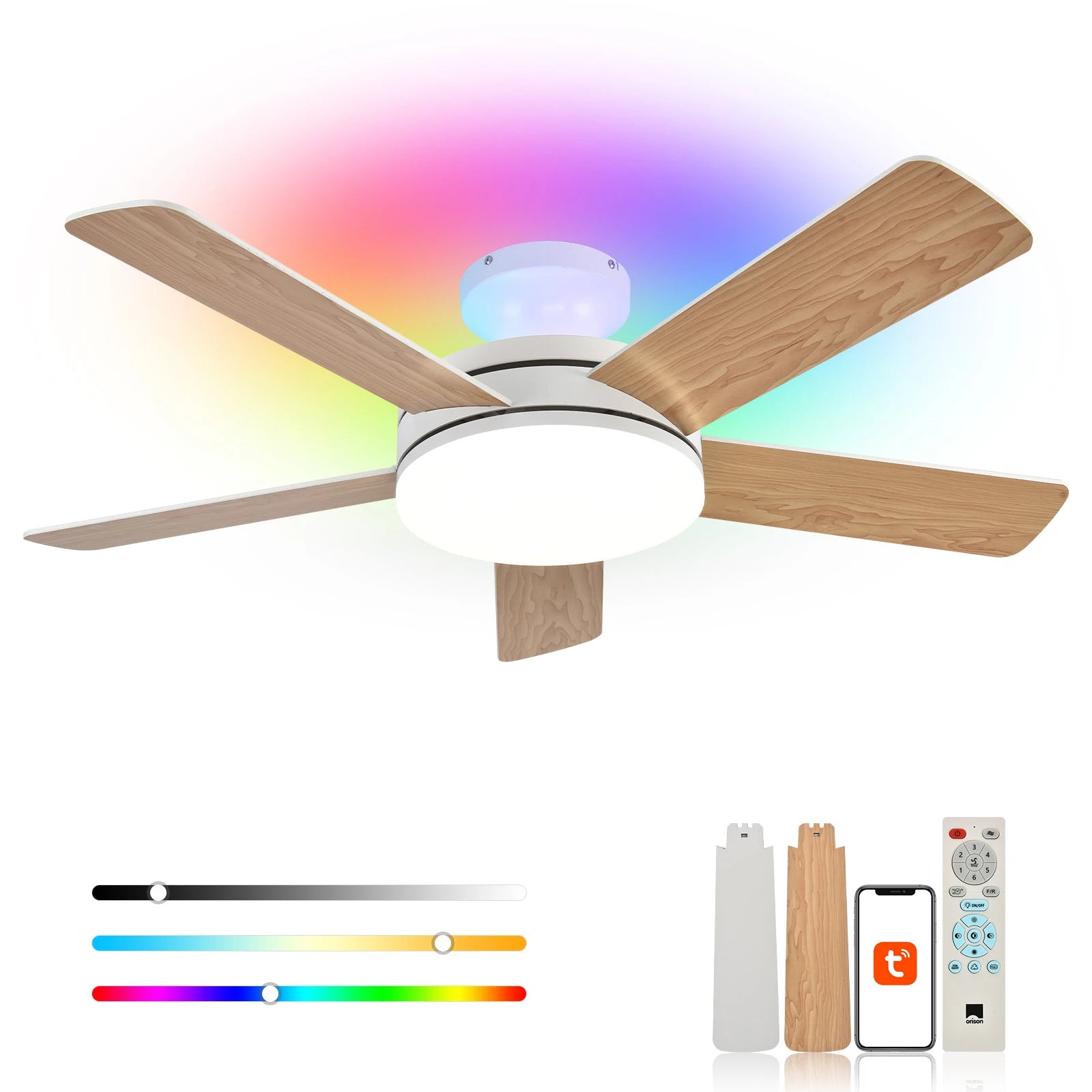 Orison 45 Inch Low Profile Ceiling Fan With Lighting And Remote