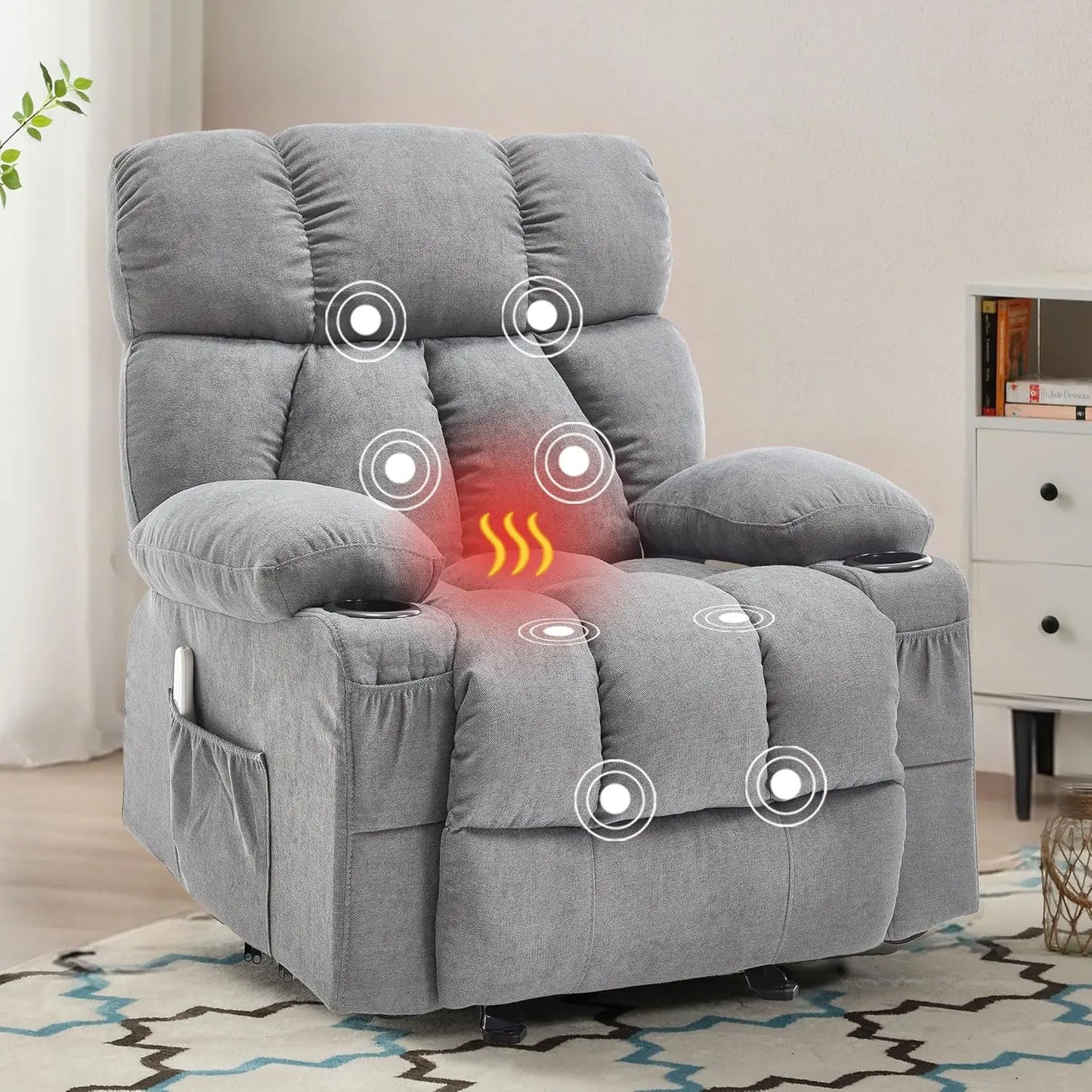 Massage Rocker Recliner Chair With Heat And Vibration Ergonomic Lounge