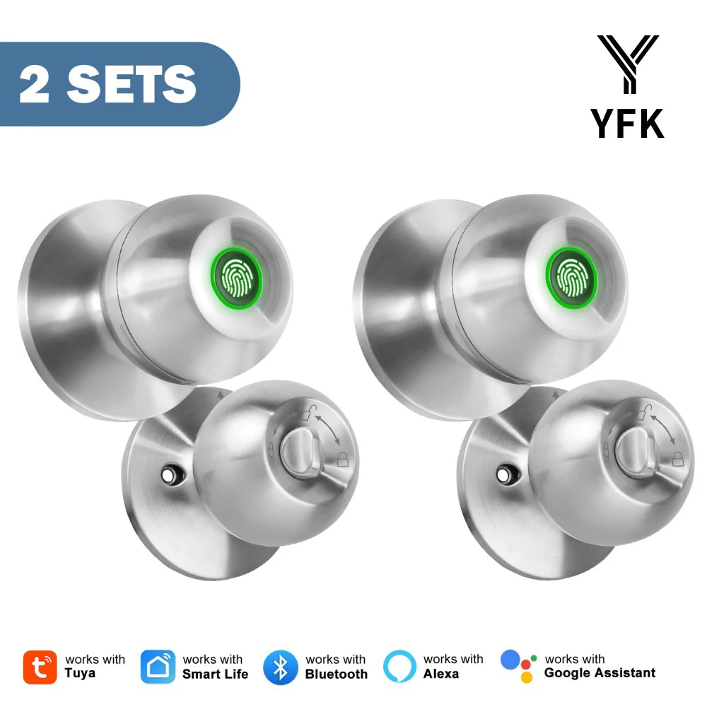 YFK Tuya Smart Fingerprint Door Lock With Bluetooth Keyless Entry