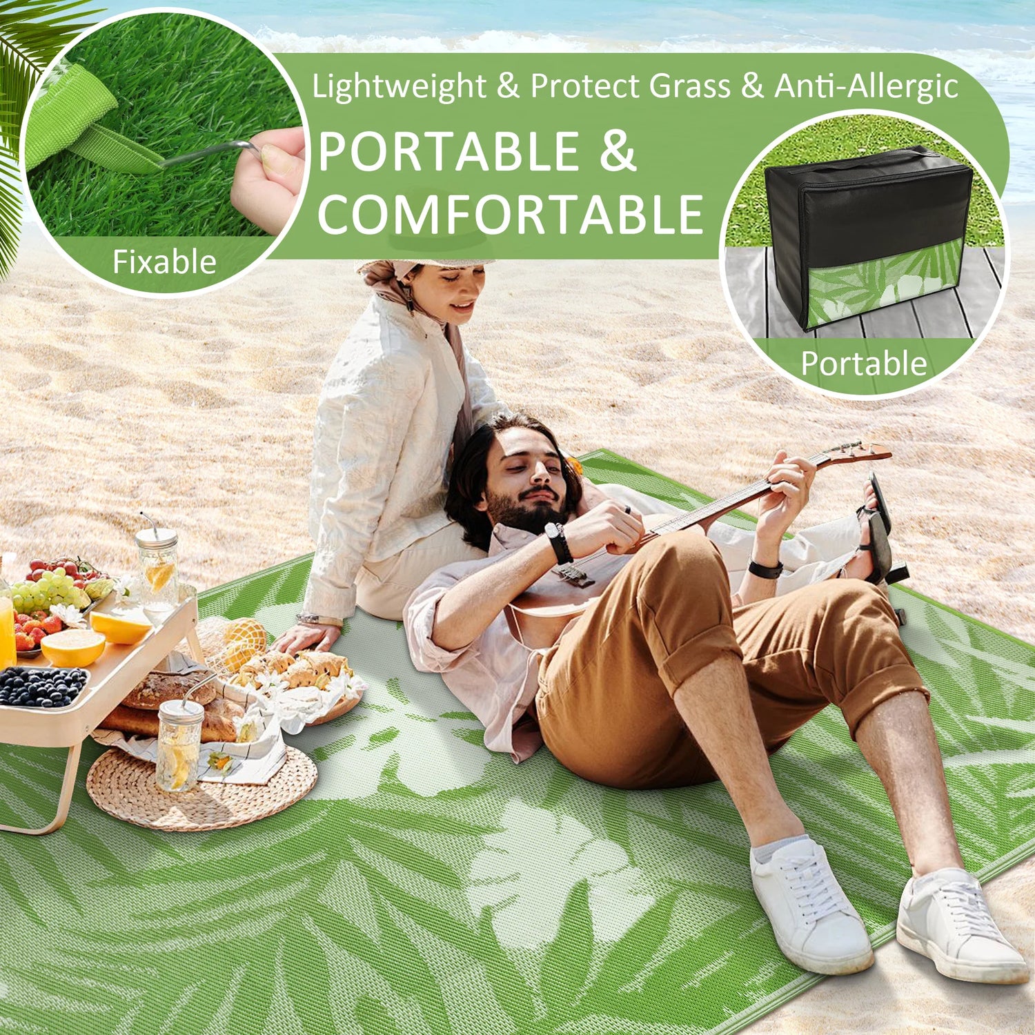 Outdoor Rug Waterproof Recycled Plastic Straw Patio Carpet