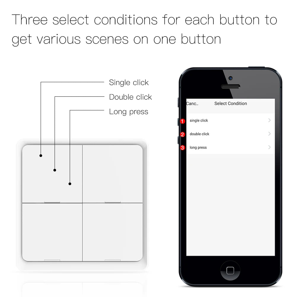MOES ZigBee 12-Scene 4-Gang Push-Button Controller For Tuya Smart